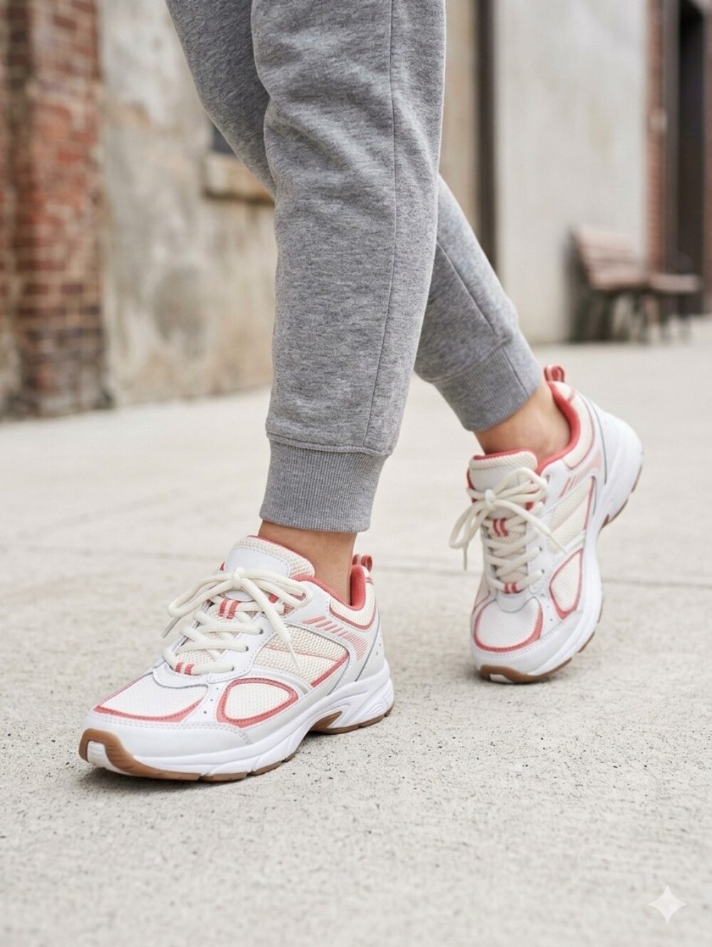 Women’s Athletic Sneakers in White and Red - Lightweight Training Shoes